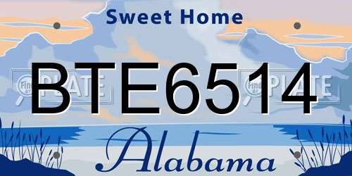 BTE6514 Alabama License Plate