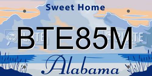 BTE85M Alabama License Plate
