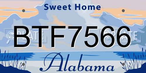 BTF7566 Alabama License Plate