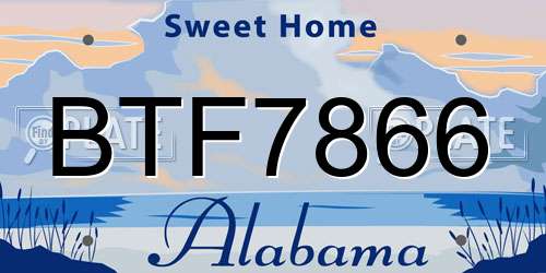 BTF7866 Alabama License Plate
