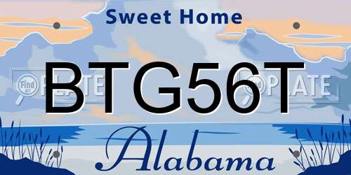 BTG56T Alabama License Plate