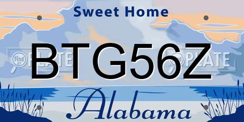 BTG56Z Alabama License Plate