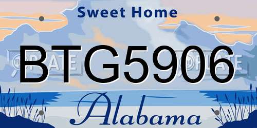 BTG5906 Alabama License Plate