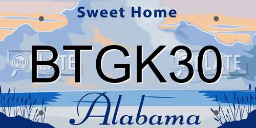 BTGK30 Alabama License Plate