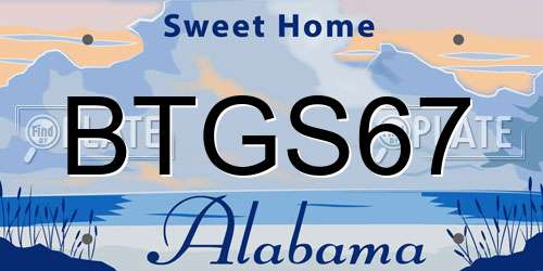 BTGS67 Alabama License Plate