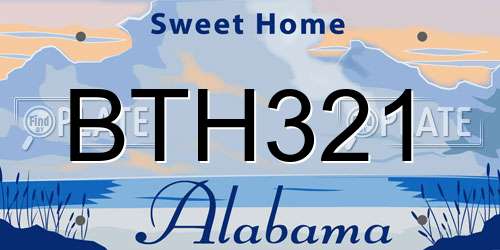 BTH321 Alabama License Plate