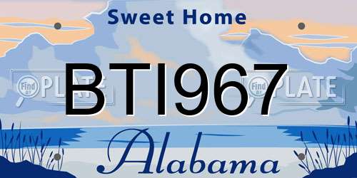BTI967 Alabama License Plate