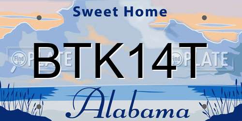 BTK14T Alabama License Plate