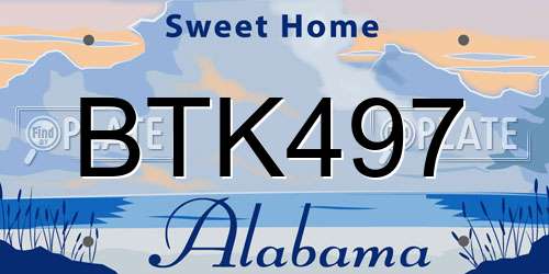 BTK497 Alabama License Plate