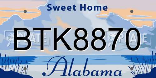 BTK8870 Alabama License Plate