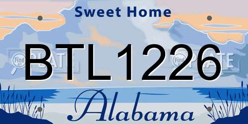 BTL1226 Alabama License Plate