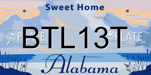 BTL13T Alabama License Plate
