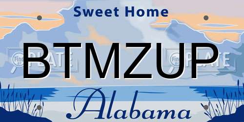 BTMZUP Alabama License Plate