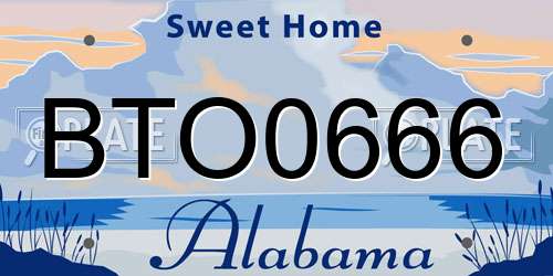 BTO0666 Alabama License Plate