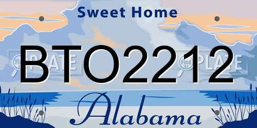 BTO2212 Alabama License Plate