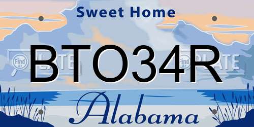 BTO34R Alabama License Plate