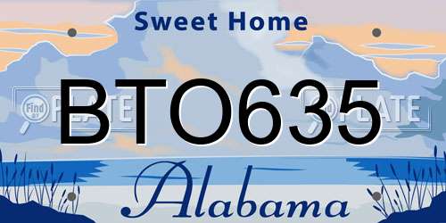 BTO635 Alabama License Plate