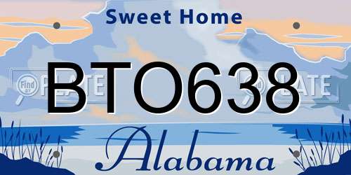 BTO638 Alabama License Plate