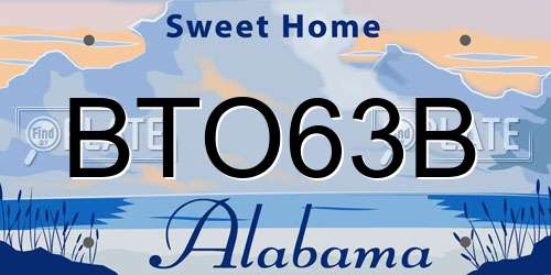 BTO63B Alabama License Plate