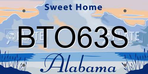 BTO63S Alabama License Plate