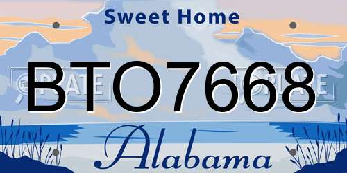 BTO7668 Alabama License Plate