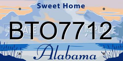 BTO7712 Alabama License Plate