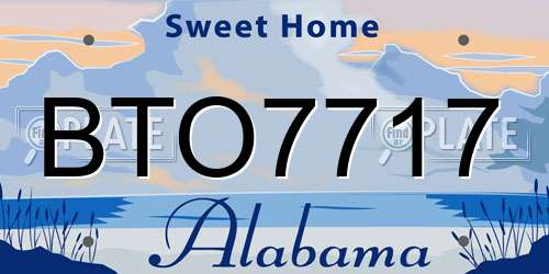 BTO7717 Alabama License Plate
