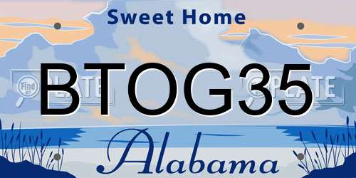 BTOG35 Alabama License Plate