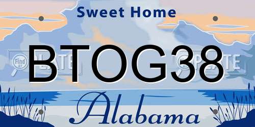 BTOG38 Alabama License Plate
