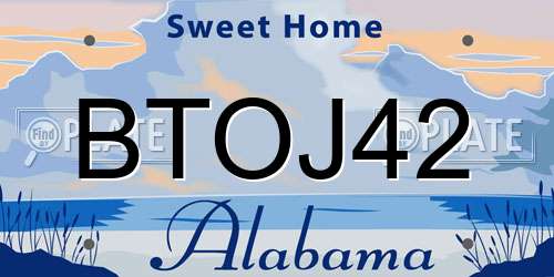 BTOJ42 Alabama License Plate