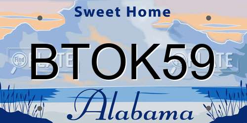BTOK59 Alabama License Plate