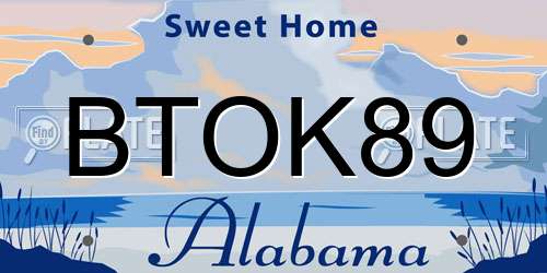 BTOK89 Alabama License Plate