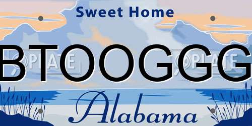 BTOOGGG Alabama License Plate