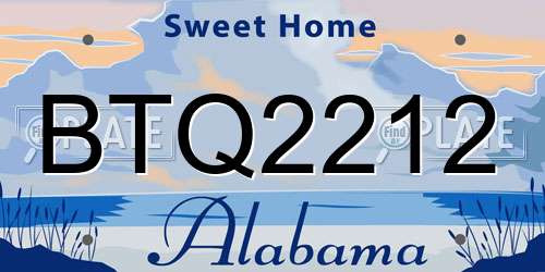 BTQ2212 Alabama License Plate