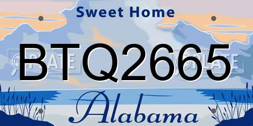 BTQ2665 Alabama License Plate
