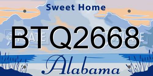 BTQ2668 Alabama License Plate