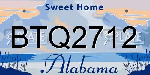 BTQ2712 Alabama License Plate