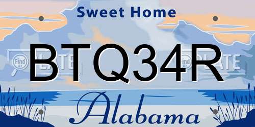 BTQ34R Alabama License Plate