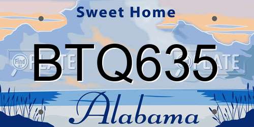 BTQ635 Alabama License Plate
