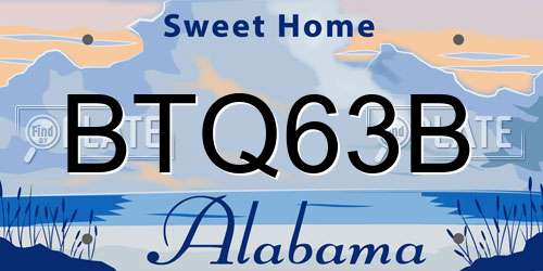 BTQ63B Alabama License Plate
