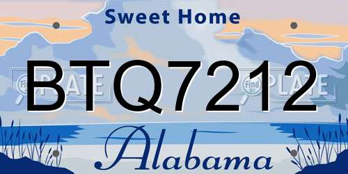 BTQ7212 Alabama License Plate