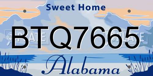 BTQ7665 Alabama License Plate