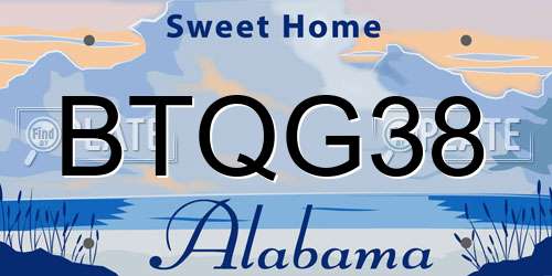 BTQG38 Alabama License Plate