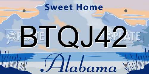 BTQJ42 Alabama License Plate