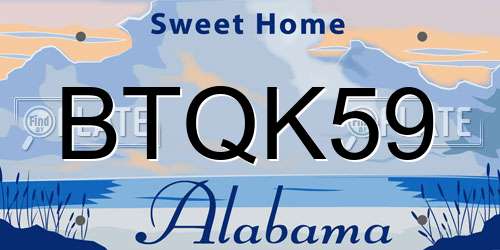 BTQK59 Alabama License Plate
