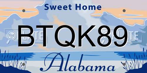 BTQK89 Alabama License Plate