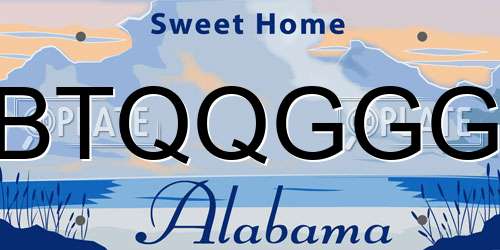 BTQQGGG Alabama License Plate