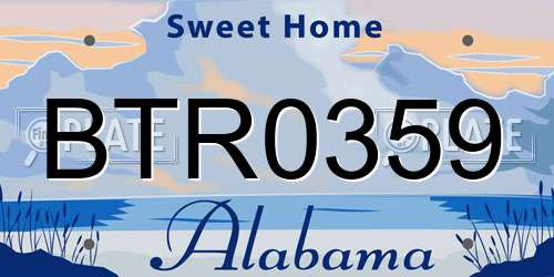 BTR0359 Alabama License Plate