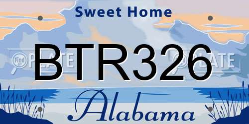 BTR326 Alabama License Plate
