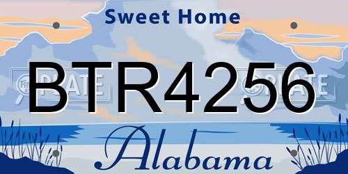 BTR4256 Alabama License Plate